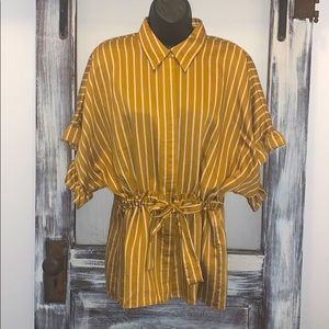 Zara Woman Blouse in a Mustard stripe
